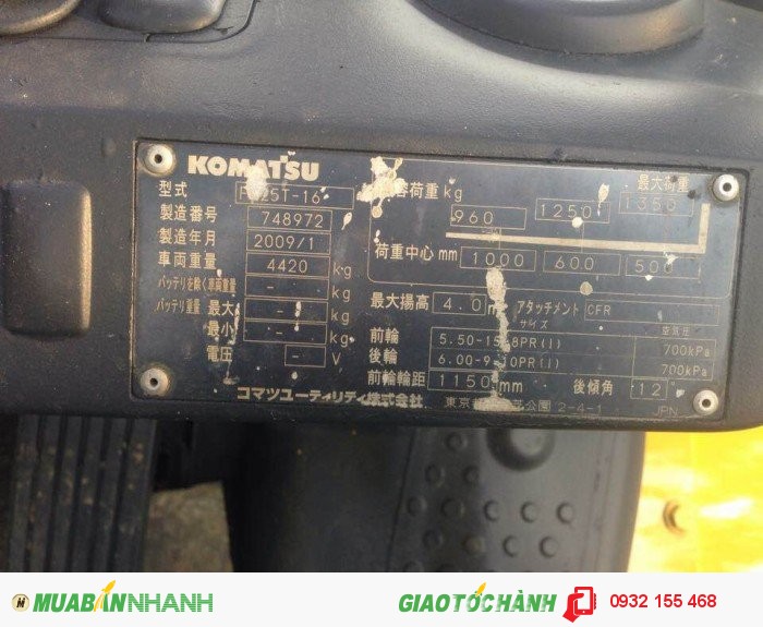 Bán xe nâng hàng komatsu fd25t-16 giá rẻ