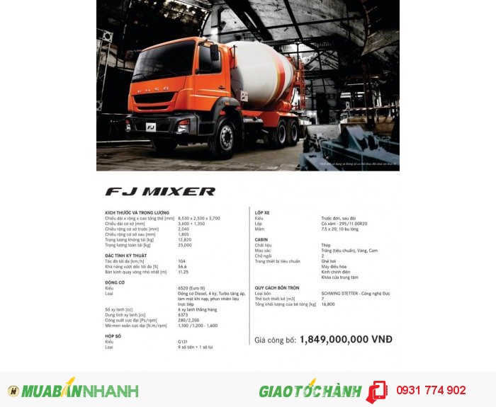 Bồn trộn fuso mixer - nhập khẩu