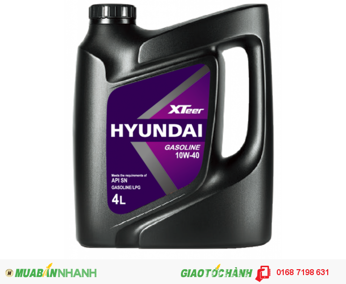 Nhớt hyundai gasoline 10w40 sn 4l cao cấp cho xe ô to