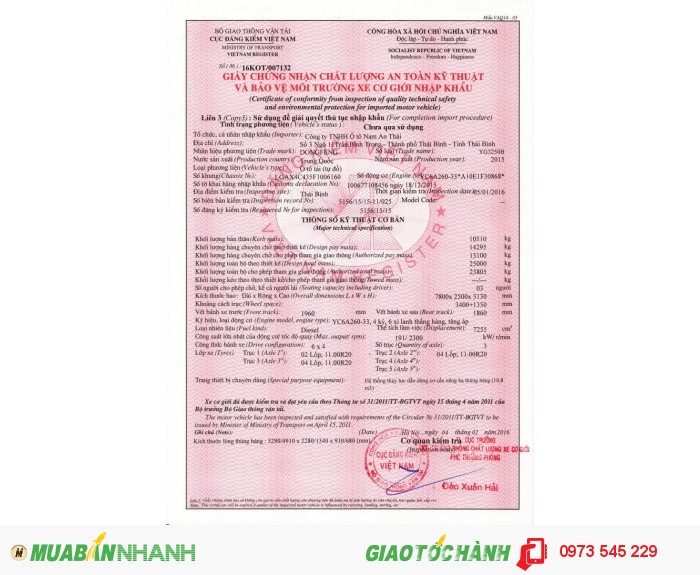 Bán ô tô tải Dongfeng 3 chân thùng đúc nhập khẩu