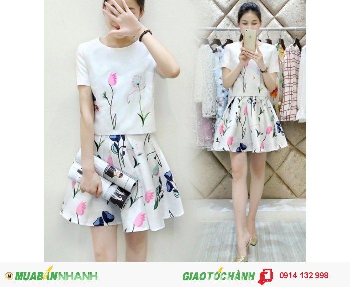 Set chân váy xòe dài lưng cao mix áo croptop ngắn tay in hoa chất Linen Bột  LEOSWEARING T99 U22 - Chân váy | ThờiTrangNữ.vn