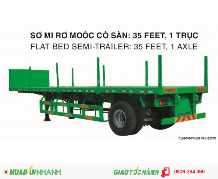 Bán Sơ mi rơ moóc (chở container) có sàn : 14.3 m, 3 trục,giá rẻ