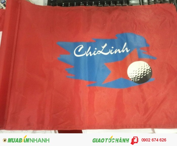 Cờ golf in logo, thêu logo lên cờ green golf