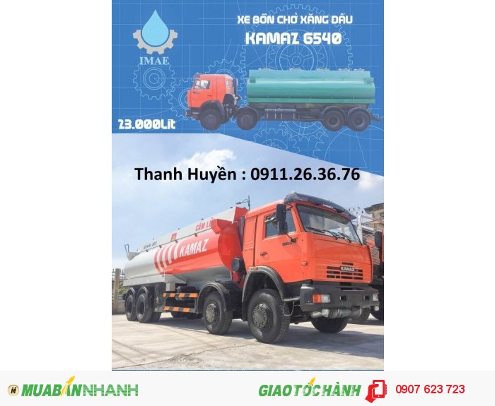 Bán Xe chở xăng dầu KAMAZ 6540 long 23m3, xe nhập khẩu - bán trả góp