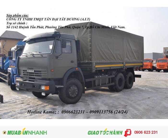 Xe tải thùng Kamaz 53229 (6x4) tải thùng Kamaz 3 giò thùng 6,3m