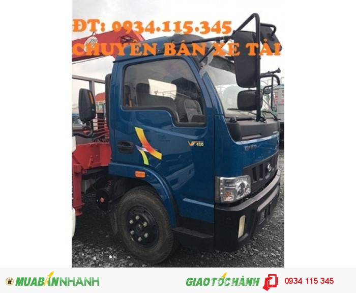 Xe tải cẩu 3 tấn( 4 khúc)- xe tải veam Vt490 gắng cẩu UNIC 3 tấn( 4 khúc) có bán cẩu cũ trả góp