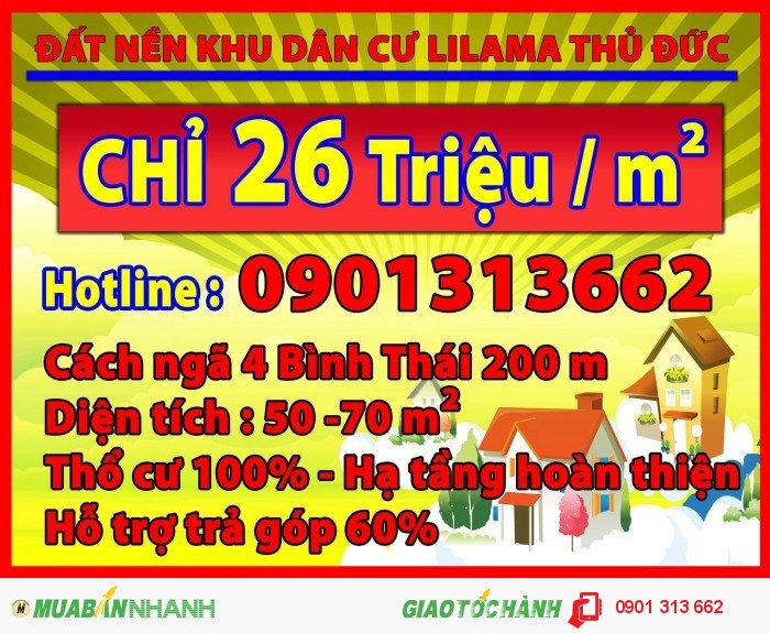 Đất nền ngay đường số 4 khu lilama , thủ đức sinh lời cực tốt 25tr/m2