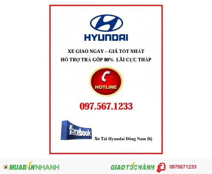 Hyundai h100 1 tấn,   hỗ trợ vay ngân hàng 80% giá trị xe