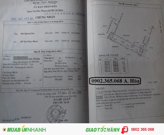 Cần dãy nhà trọ,Thủ Đức,Hiệp Bình Phước, DT:98m2,giá: 1.75 tỷ,đ 4M