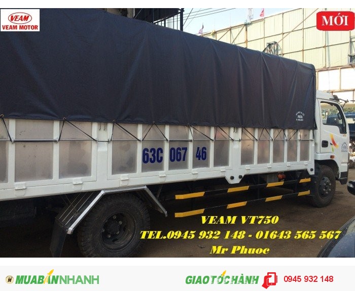 Xe tải VEAM VT750 7.5 tấn máy HYUNDAI, xe tải VEAM 7T5 thùng mui bạt,