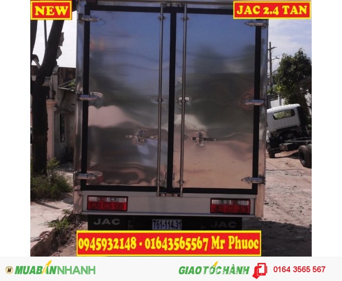 Xe tải JAC 2.4 tấn thùng dài 3m7, xe JAC 2T4 thùng kín 2016, JAC 2.4T