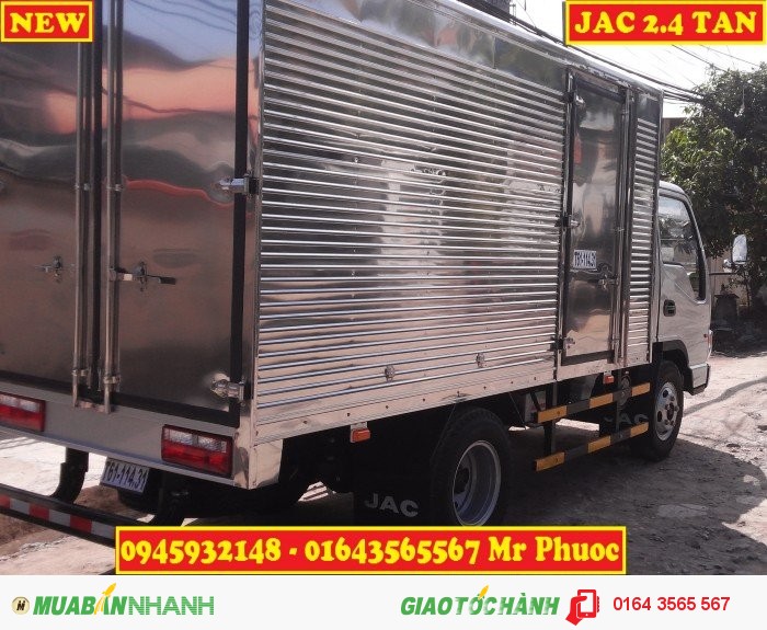 Xe tải JAC 2.4 tấn thùng dài 3m7, xe JAC 2T4 thùng kín 2016, JAC 2.4T