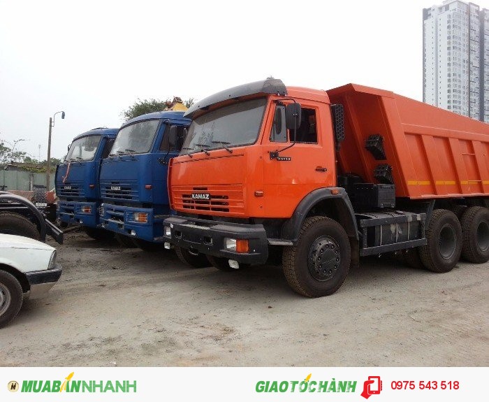 Gía xe ben Kamaz 65115 3 chân 2 cầu 6x4 tải trọng 15 tấn 11 khối 2015