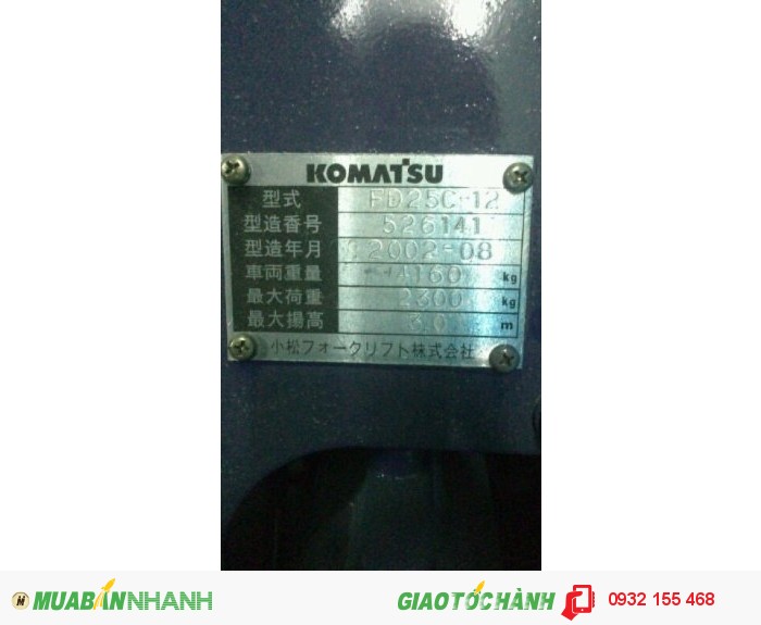 Bán xe nâng hàng Komatsu FD25-12 giá rẻ