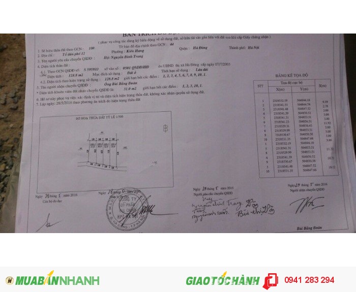 Cần bán đất thổ cư Đ.Mậu Lương – P.Kiến Hưng, 33m2, giá 890 triệu