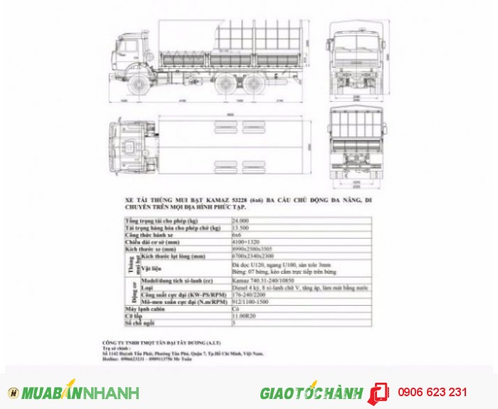 Tải thùng 3 cầu Kamaz 53228 (6x6) , Kamaz 53228 3 cầu  #kamaz53228