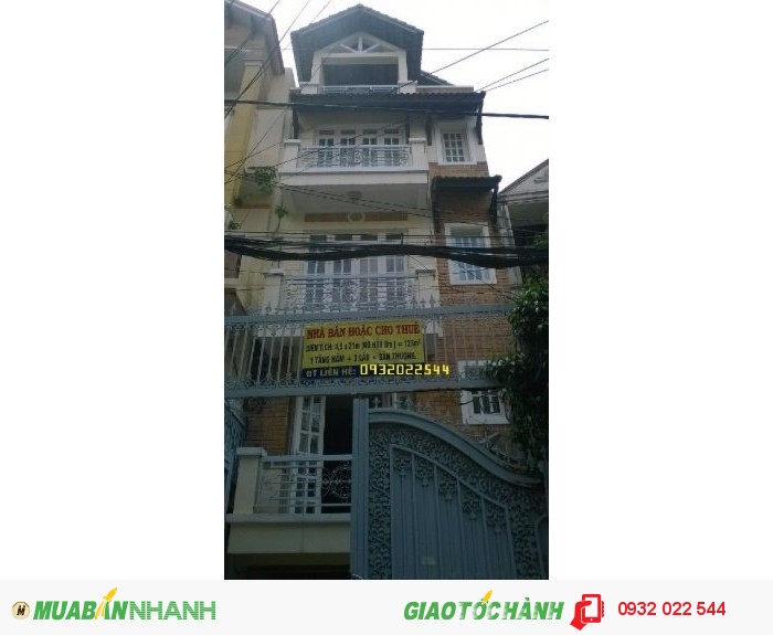 Nhà cho thuê hẻm đường Thăng Long, Quận Tân Bình, dt  4.5x21m,  hầm, trệt, 3 lầu