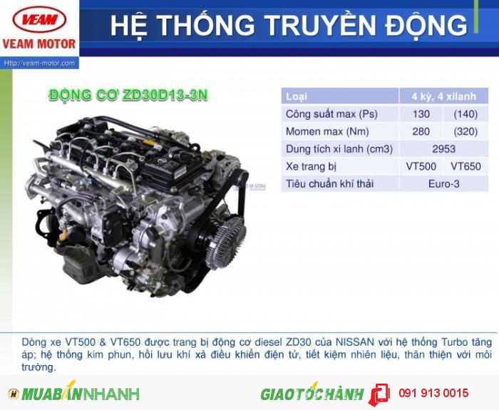 Xe tải veam 6t5 máy nissan - veam vt651