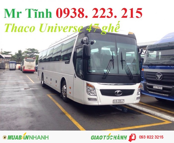 Giá xe khách 45 47 chỗ thaco universe mới nhất, giá xe khách thaco universe tb120s mới nhất