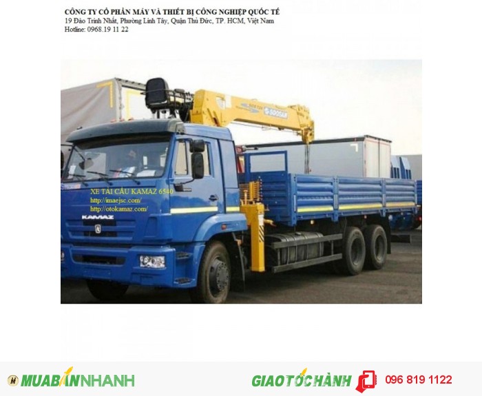 Xe Tải KAMAZ 6540 Gắn Cẩu DINEX 10 Tấn