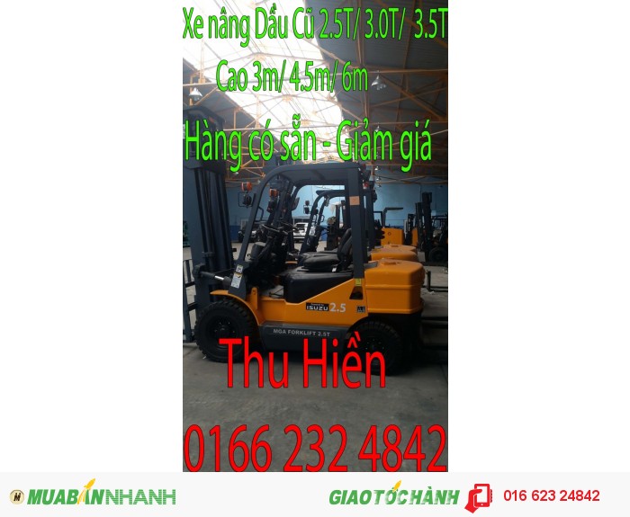 Cần thanh lý xe nâng dầu cũ 2.5 tấn cao 3m Động cơ ISUZU Nhật Bản mới 100%