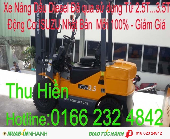 Cần thanh lý xe nâng dầu cũ 2.5 tấn cao 3m Động cơ ISUZU Nhật Bản mới 100%