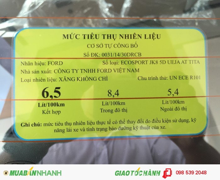 Ford Ecosport Titanium 1.5L AT đời 2016, đủ màu, tặng BHVC - Hỗ trợ vay 85%, liên hệ để có giá tốt nhất