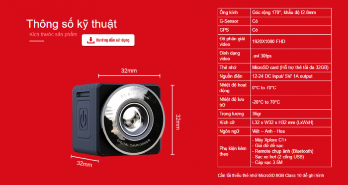 Camera hành trình nhỏ nhất thế giới Vietmap Xplore C1+