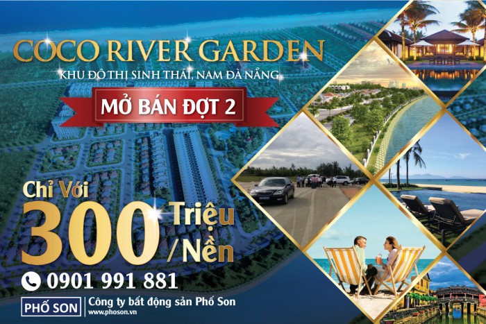 300tr/lô 125m2, Đất nền khu đô thị sinh thái Coco river garden, giữa sông và biển