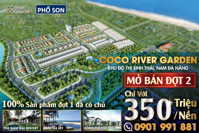 Mở bán đợt 2: Dự án khu đô thị sinh thái ven sông cổ cò - biển Hà my. 350tr/Lô 125m2