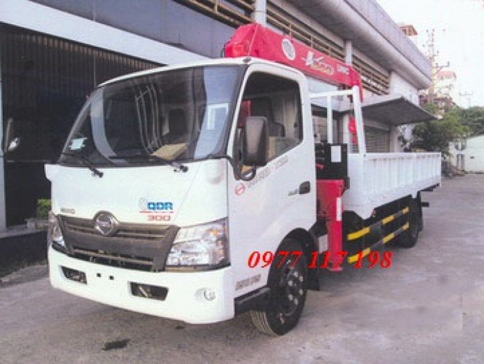 Xe tải Hino XZU730 gắn cẩu Unic 3 tấn 5 đốt cần, tải trọng 3.4 tấn, thùng dài 4.9m