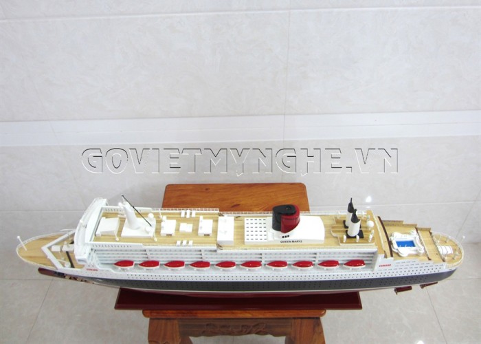 Mô Hình Gỗ Du Thuyền RMS Queen Mary II 80cm (Gỗ), Dài 81 x Rộng 13 x Cao 29(cm), Giá - 2.350.000₫.