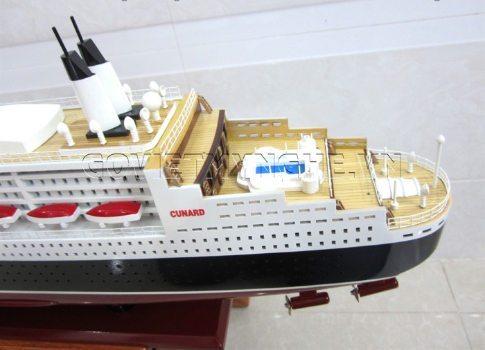 Mô Hình Gỗ Du Thuyền RMS Queen Mary II 80cm (Gỗ), Dài 81 x Rộng 13 x Cao 29(cm), Giá - 2.350.000₫.