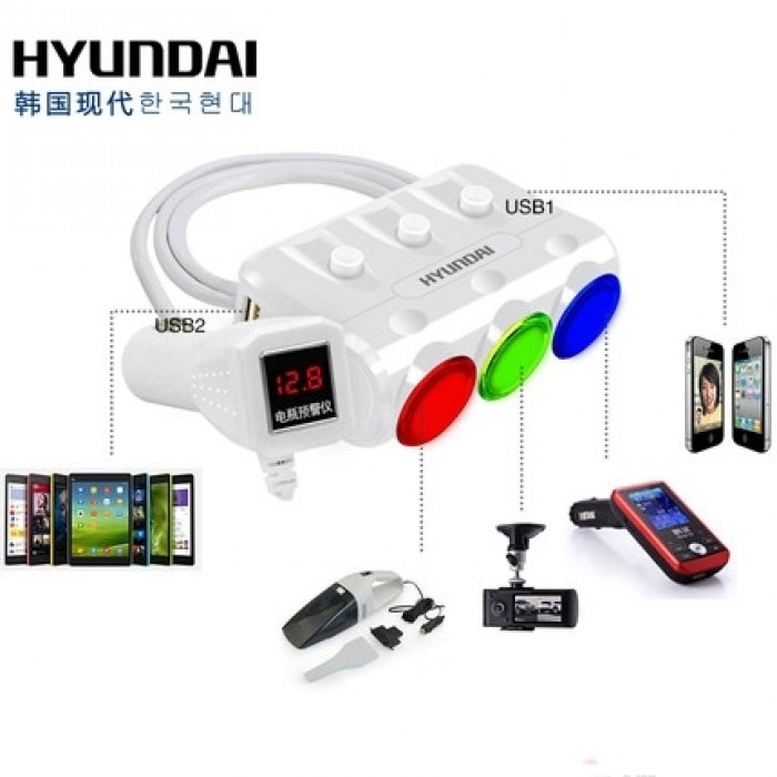 Ổ cắm 3 đầu tẩu Thuốc HYUNDAI CHO Ô TÔ - MSN181058