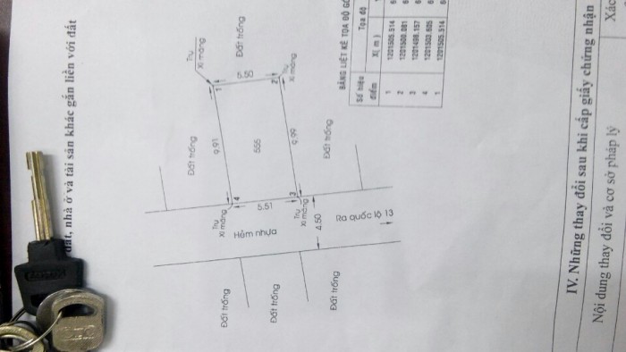 Đất sổ như hình đường 5m, DT: 54.8m2  1.240 tỷ,Quốc Lộ 13 gần Hiệp Bình, Hiệp Bình Phước