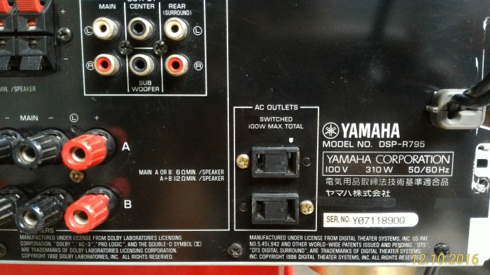 Amply Yamaha DSP-R795 mặt vàng, công suất lớn 310W