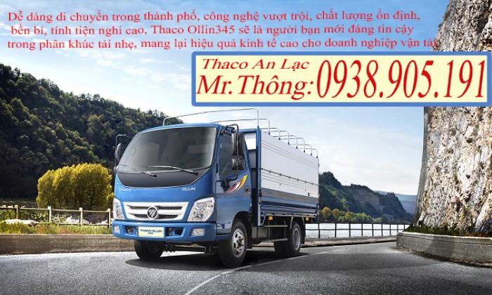 THACO - OLLIN345 (K2800) Tải Trọng 2.4 Tấn Chạy trong Thành Phố - Hỗ trợ trả góp đến 80% giá trị xe.