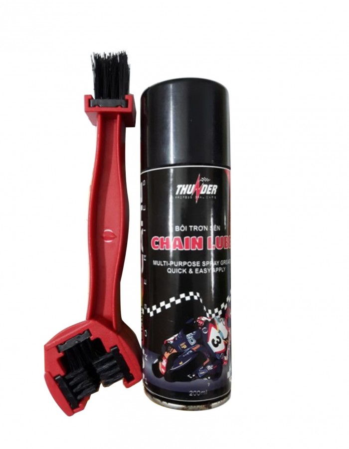 Bộ Chai xịt dưỡng sên Thunder Chain Lube 200ml và bàn chải vệ sinh sên cao cấp