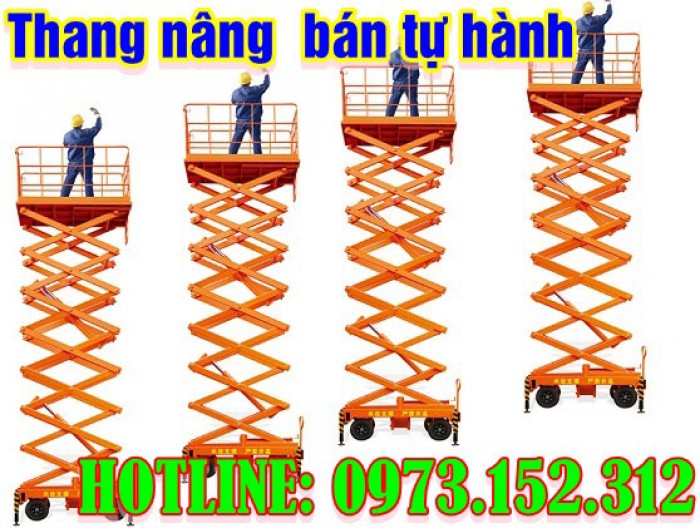 Xe nâng người cắt kéo, thang nâng người bán tự hành cao 9m, giá rẻ