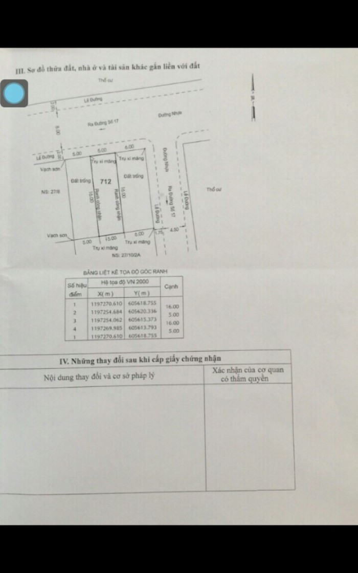 Diện tích : 5x16m=80m2,đường 17,hiệp bình chánh.mặt tiền đường 12m