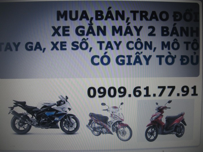 Mua, bán, trao đổi, xe gắn máy 2 bánh qua sử dụng có giấy tờ, thiện ý