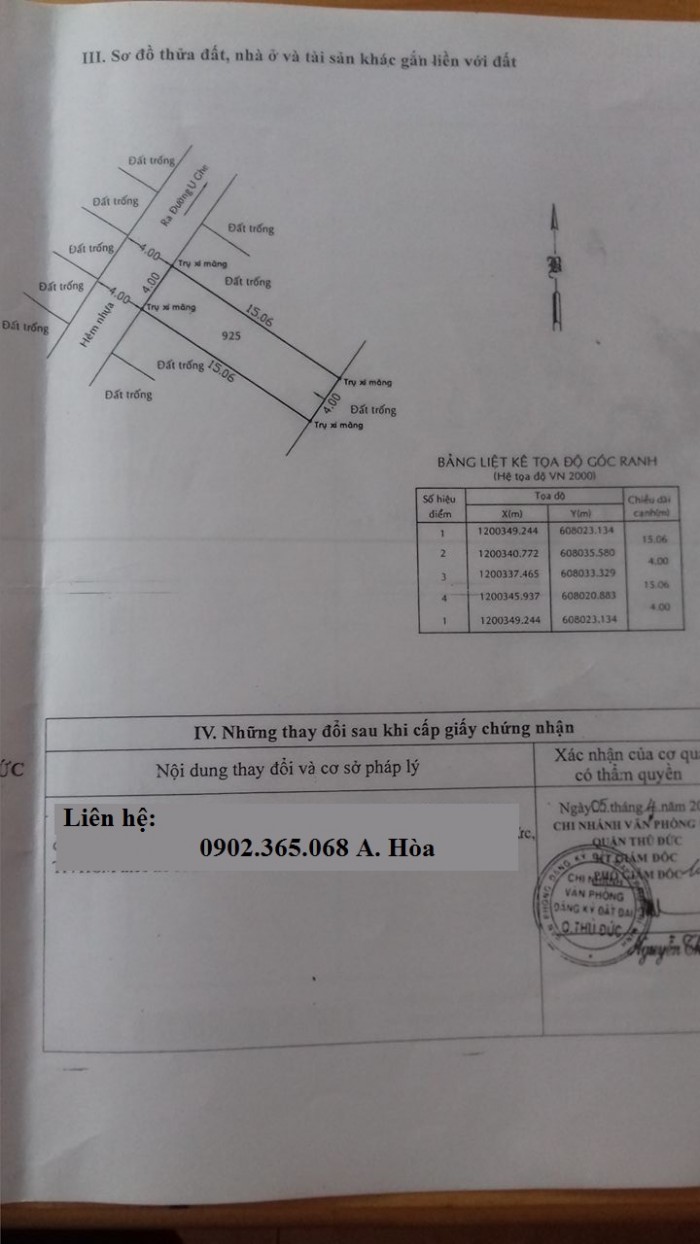 Bán đất thổ cư,Đường ụ Ghe, Tam Phú,Thủ Đức,DT:4x15m, giá:1.35 tỷ,đg bt 4M