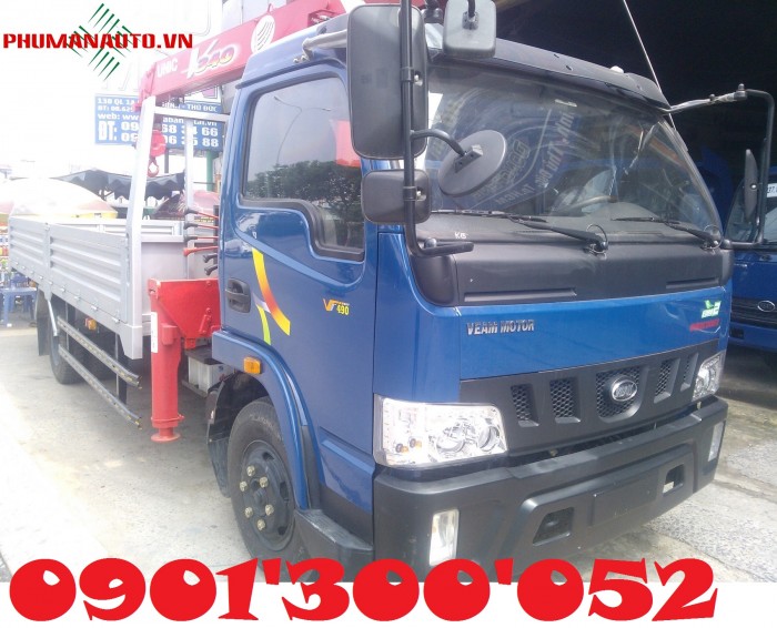 Đại lý xe chuyên dùng: bán Xe tải Veam 5 tấn lắp cẩu Unic V340 3 tấn 4 khúc