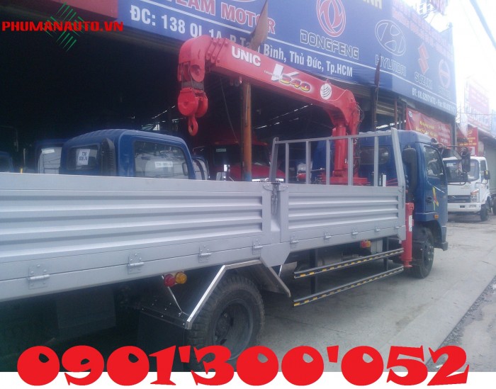 Đại lý xe chuyên dùng: bán Xe tải Veam 5 tấn lắp cẩu Unic V340 3 tấn 4 khúc