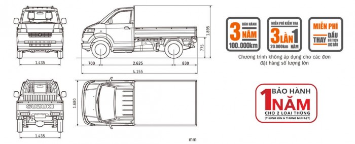 Suzuki pro 740kg/ Đại lý xe tải suzuki Sóc Trăng/ Đại lý xe tải suzuki Bạc Liêu.