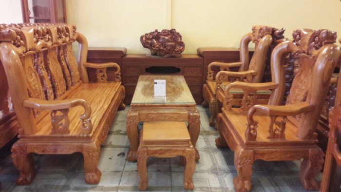 Bộ bàn ghế gõ đỏ chạm đào 6 món tay 12-BBG25 Mới 100%, giá: 39.000 ...