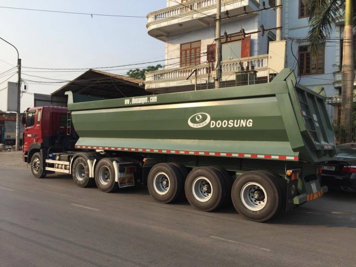 Đại lý Doosung bán rơ moóc Doosung Ben - Tự đổ chân rút , 3 trục