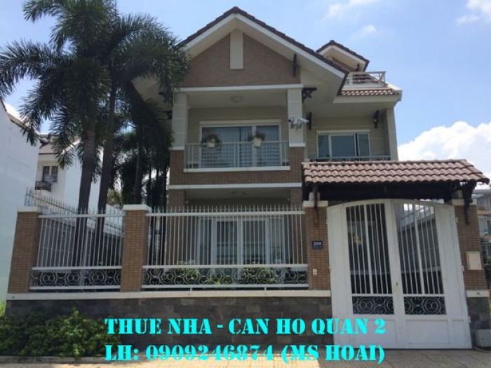 Cho thuê villa phường Thảo Điền, DT 160 m2; trệt 2 lầu, sân thượng, hồ bơi, 5pn. Giá 38tr/th.