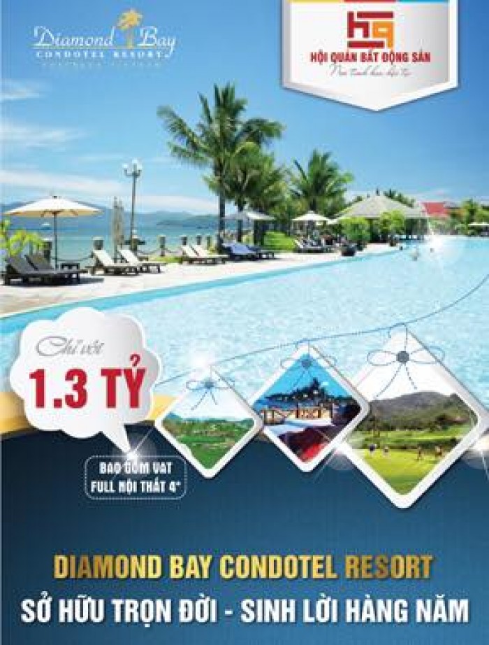 Diamond Bay  Nha Trang–Condotel & Bungalow biển giá chỉ bằng 1/2  thị trường, tặng 24% LN