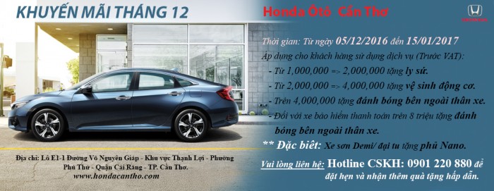 Honda Ôtô Cần Thơ - CHƯƠNG TRÌNH KHUYẾN MÃI THÁNG 12